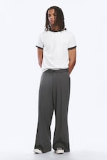 Grey Melange - Moe Relaxed Low Rise Bootcut Leg Suiting Trousers - 1