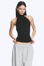 Black - Draped Halterneck Top - 0