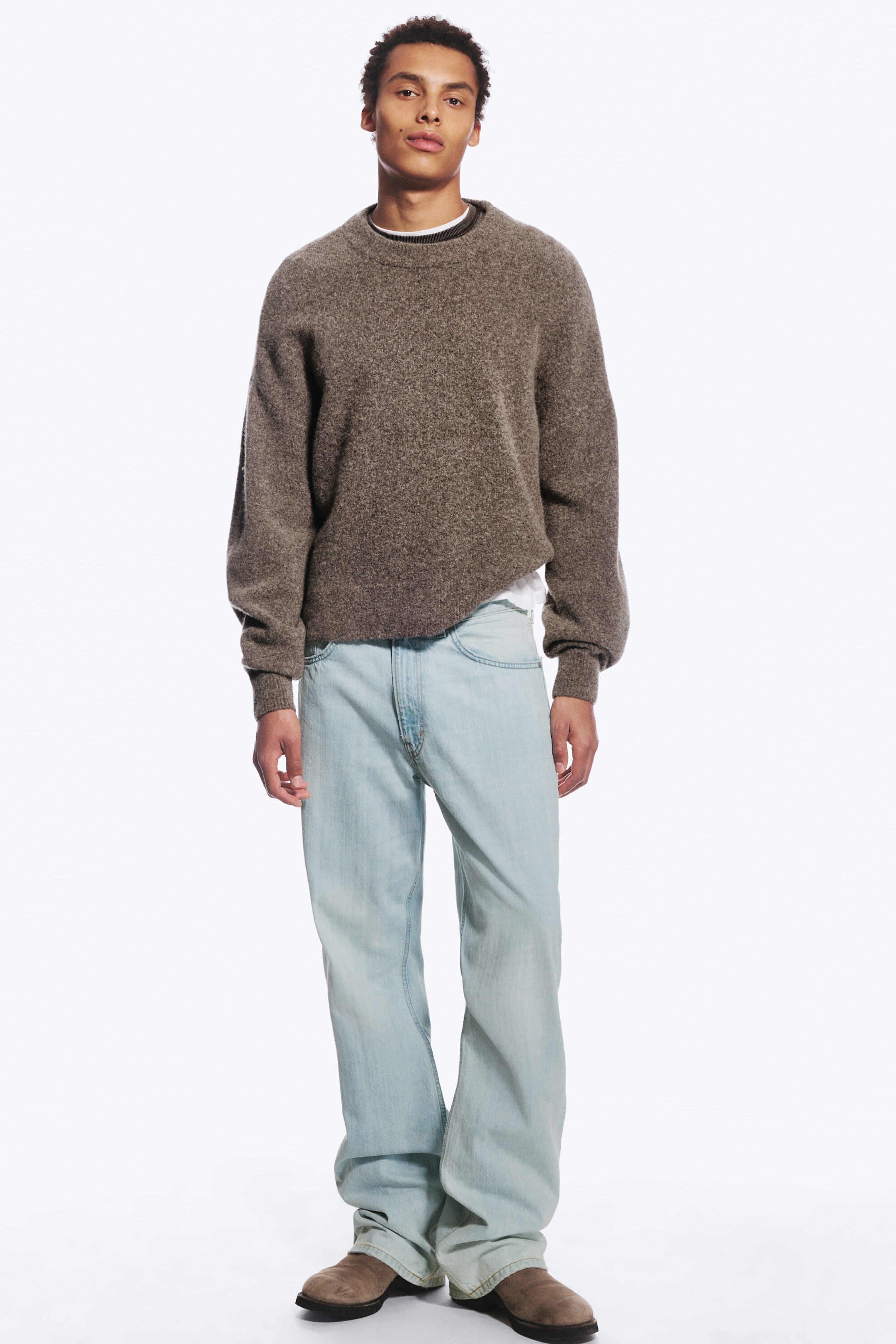 Dark Mole - Relaxed Wool-Blend Crew-Neck Sweater - 3
