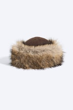 Dark Brown - Faux Fur Docker Hat - 2