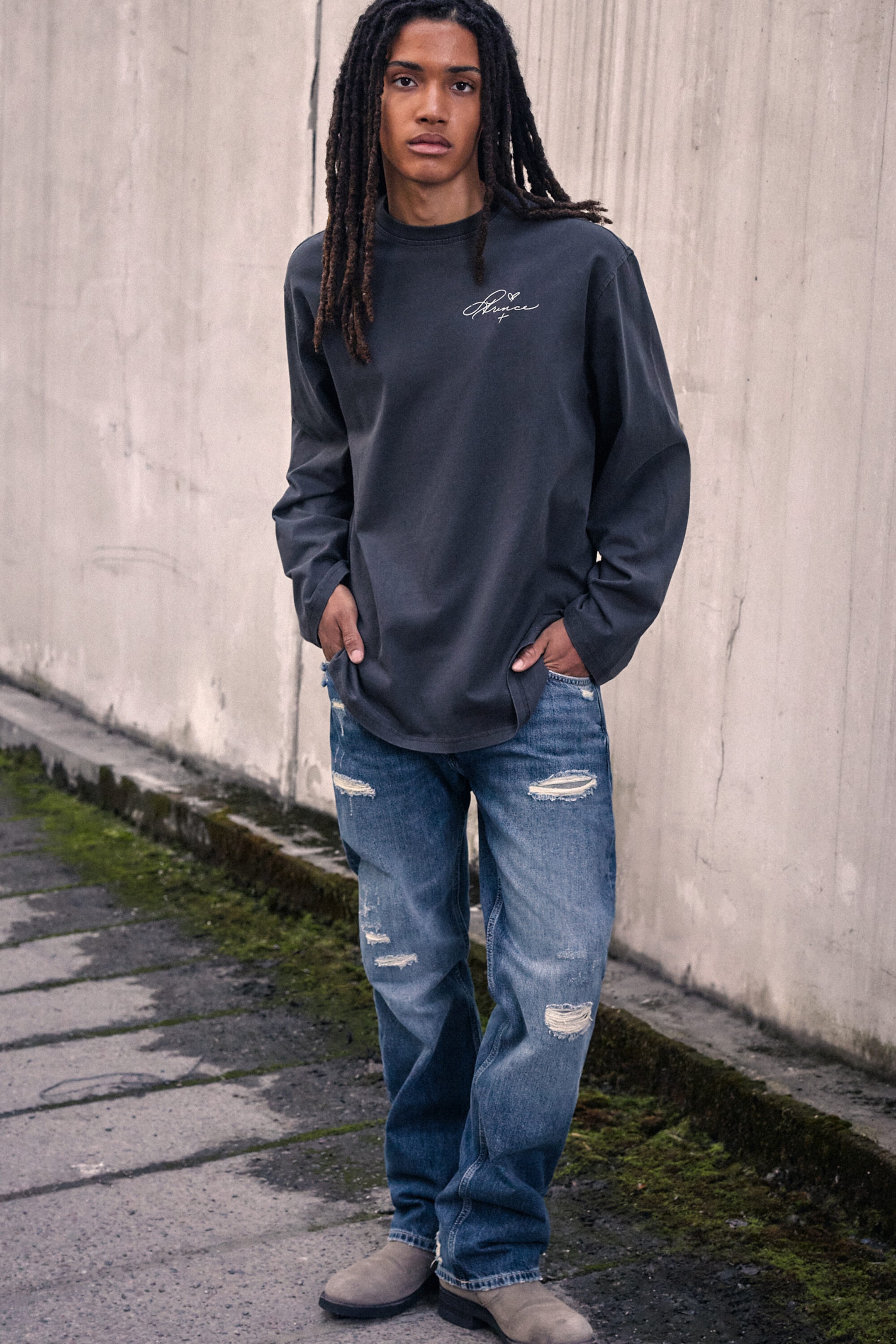 Dark Grey - Prince oversized long-sleeve tee - 2