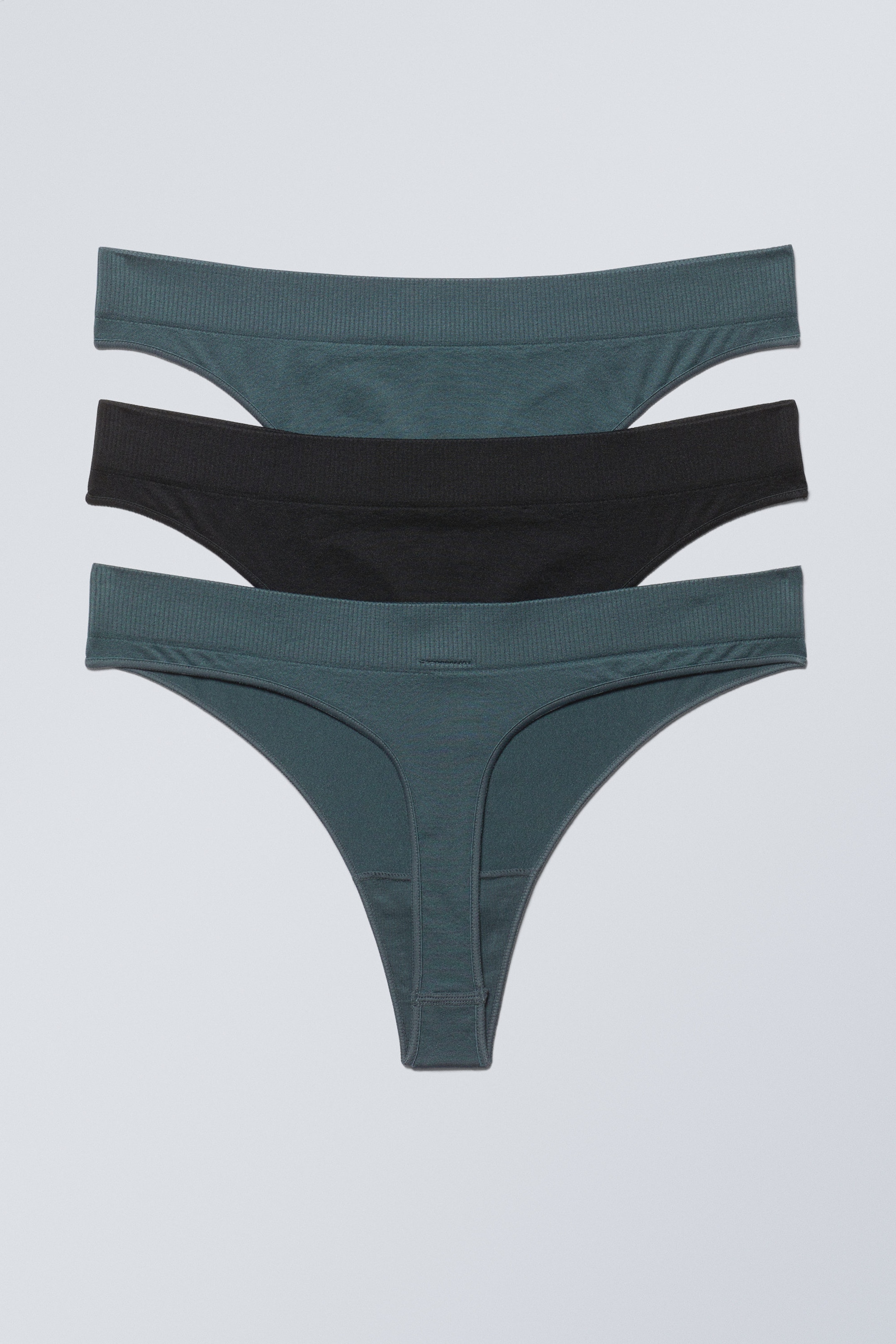 Blågrønn svart - 3-pack Cat Soft Thong - 1