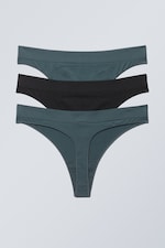 Blågrønn svart - 3-pack Cat Soft Thong - 1