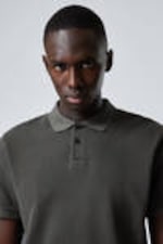 Dark Grey - Short-Sleeved Cotton Piqué Polo Shirt - 1