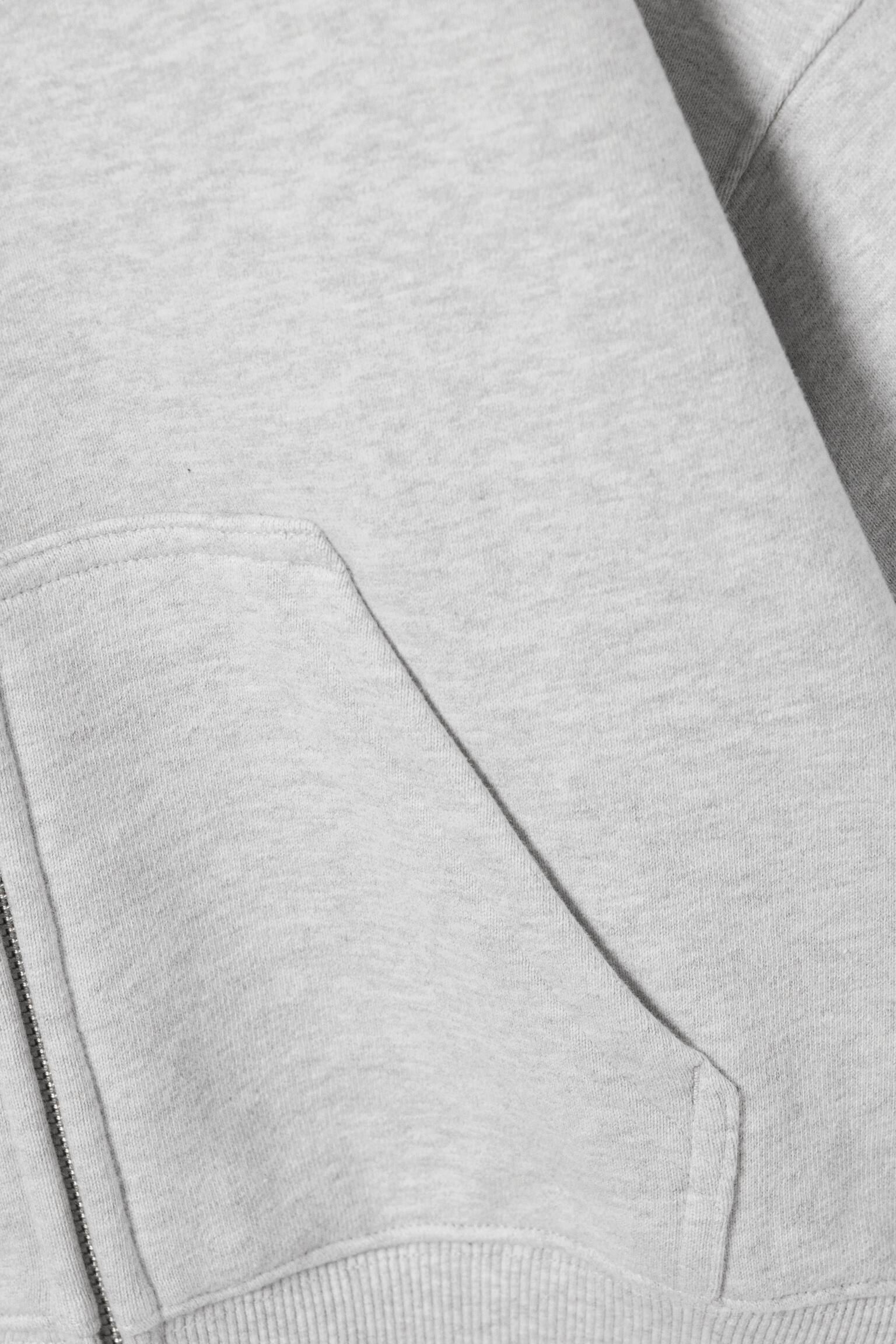 Cropped Boxy Zip Hoodie - Grijs gemêleerd/Blauw met wassing - 5