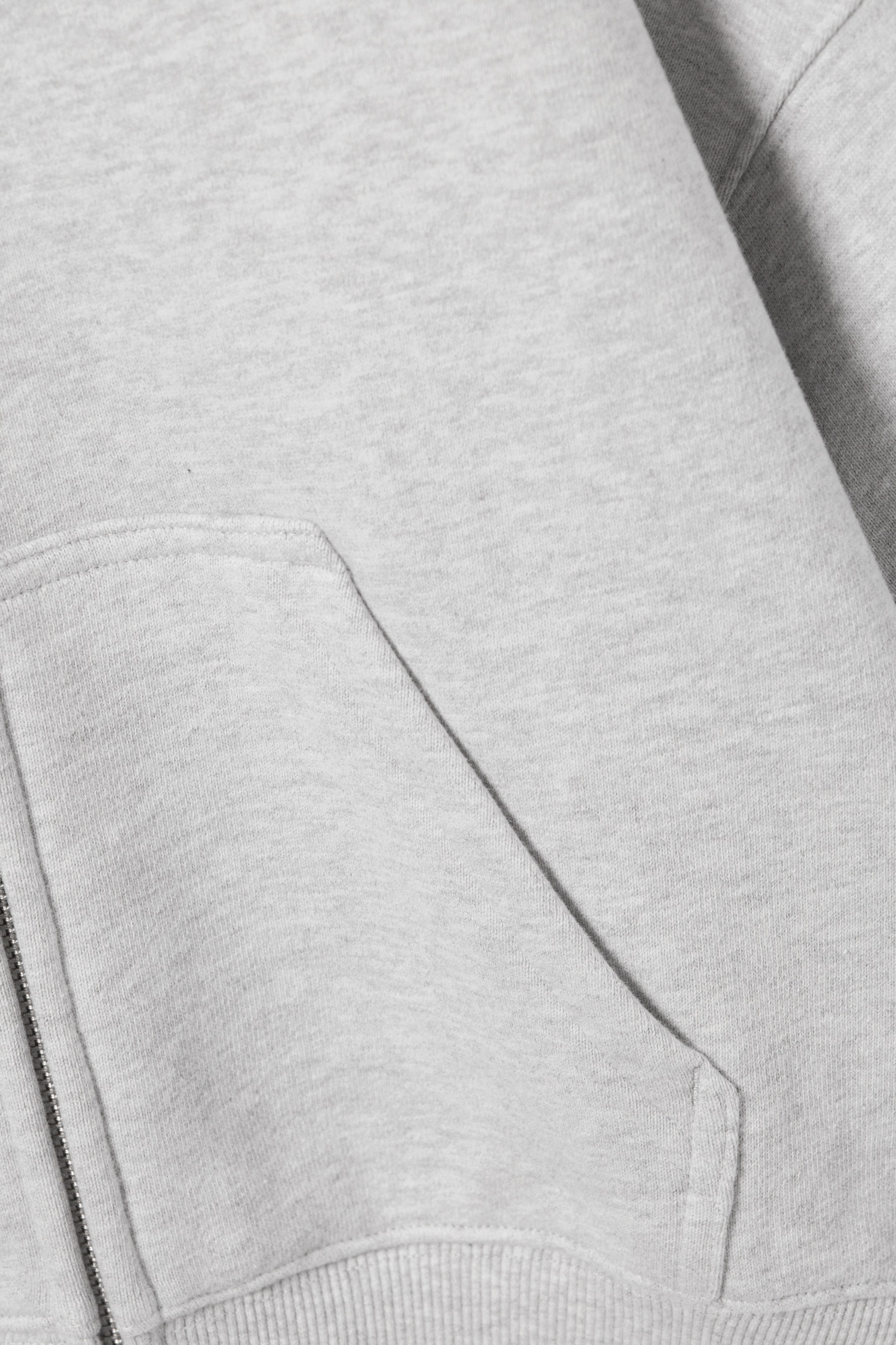 Grey Melange - Cropped Boxy Zip Hoodie - 4