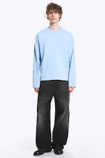 Light Blue - Loose Boxy Long-Sleeved T-shirt - 1