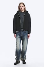 Svart - Strukturerad scuba-hoodie med dragkedja - 0