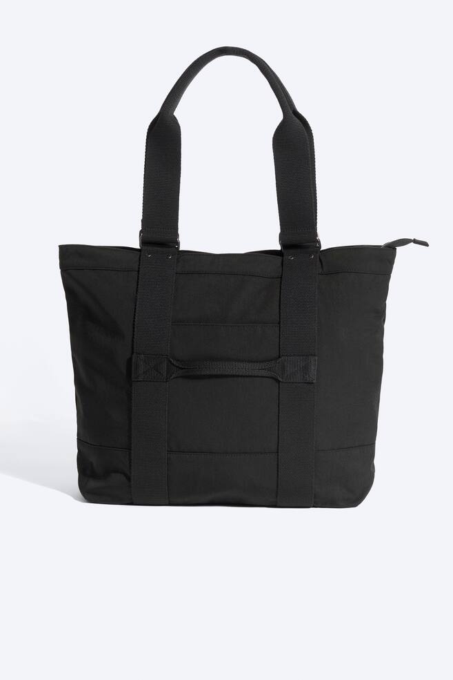 Grand sac cabas en toile - Noir/Vert kaki - 1