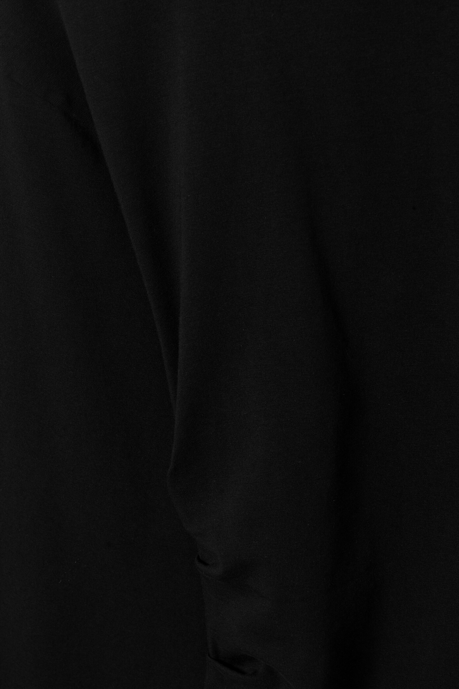Ruched Long-Sleeved T-shirt - Black/White - 2