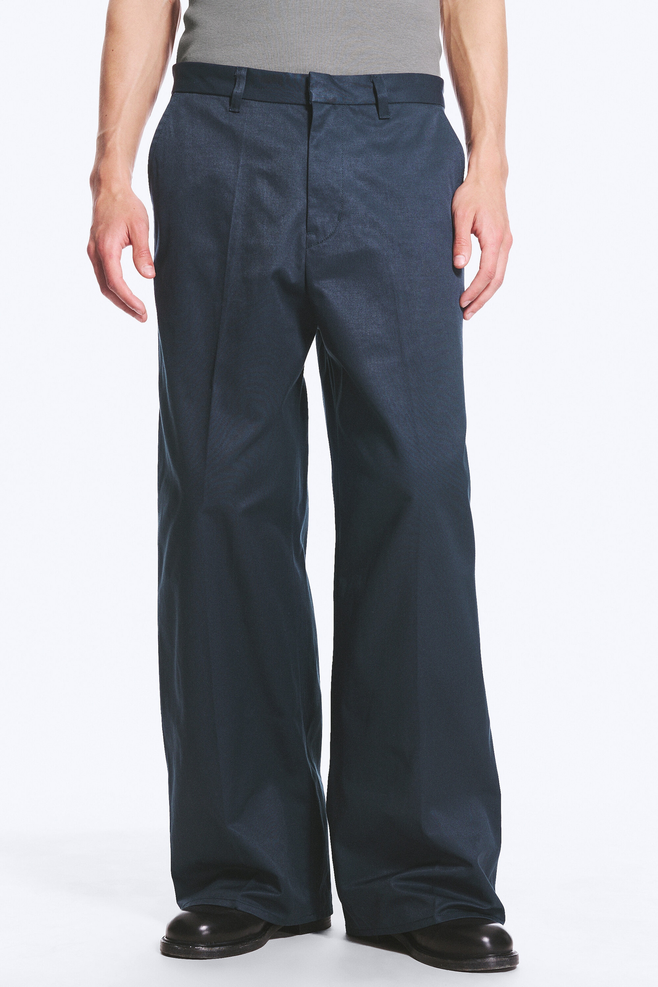 Dark Blue - Emil Loose Fit Chino Trousers - 2