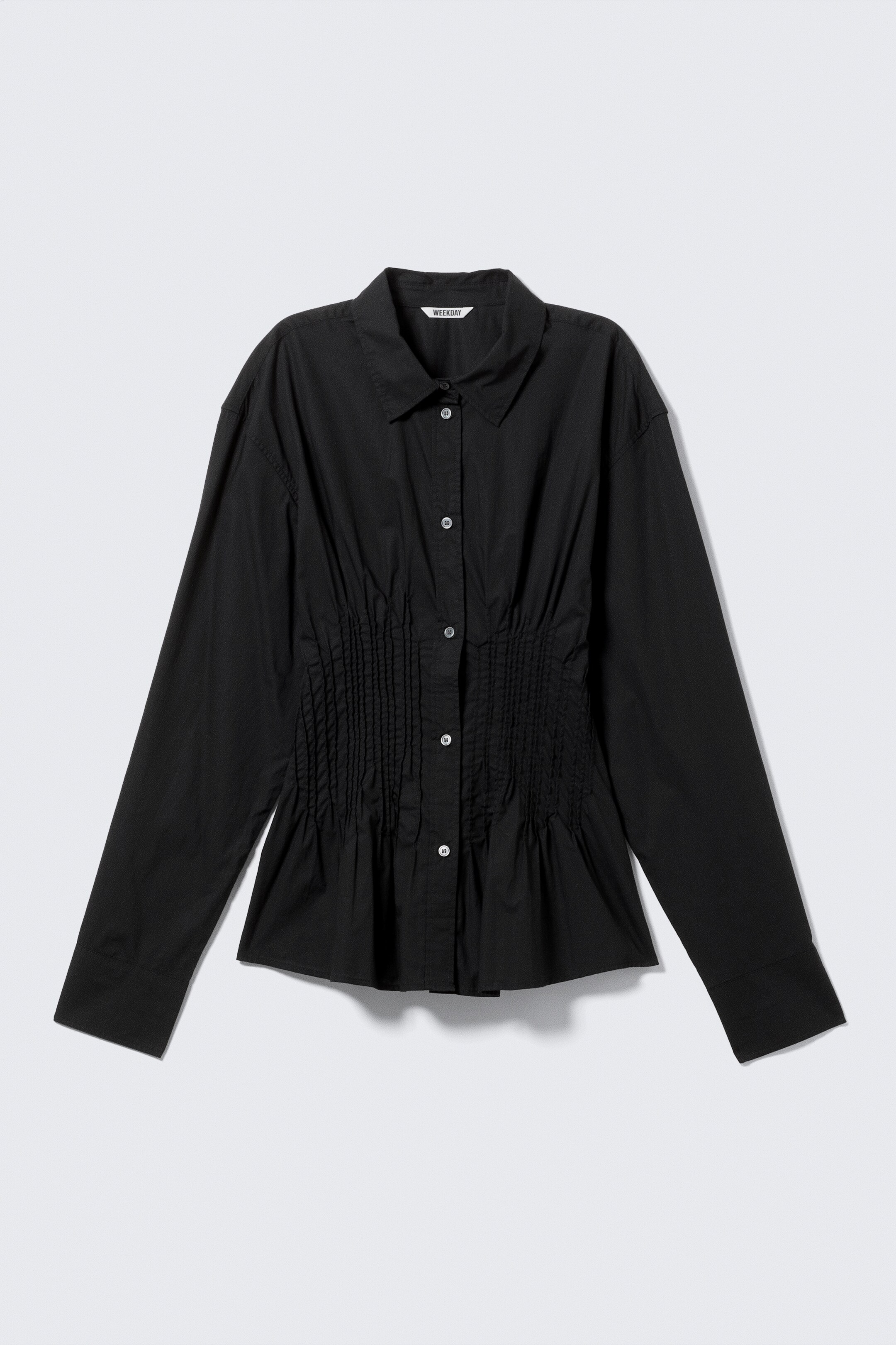 Ver imagen más grande: Camisa de popelina de algodón con cintura fruncida - Negro - MUJER | H&M ES 4