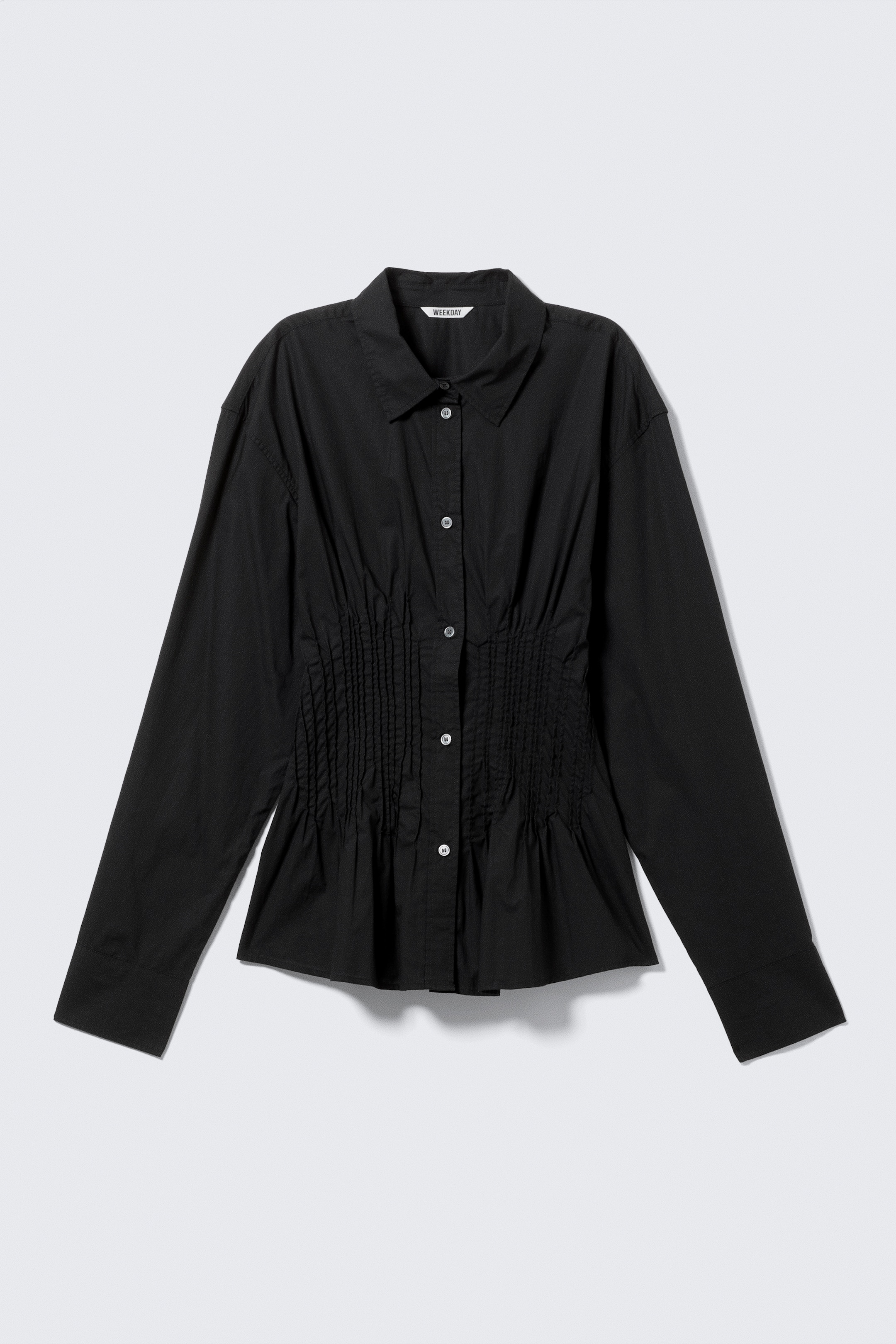 Grösseres Bild ansehen: Hemd aus Baumwollpopeline mit geraffter Taille - Schwarz - DAMEN | H&M CH 4