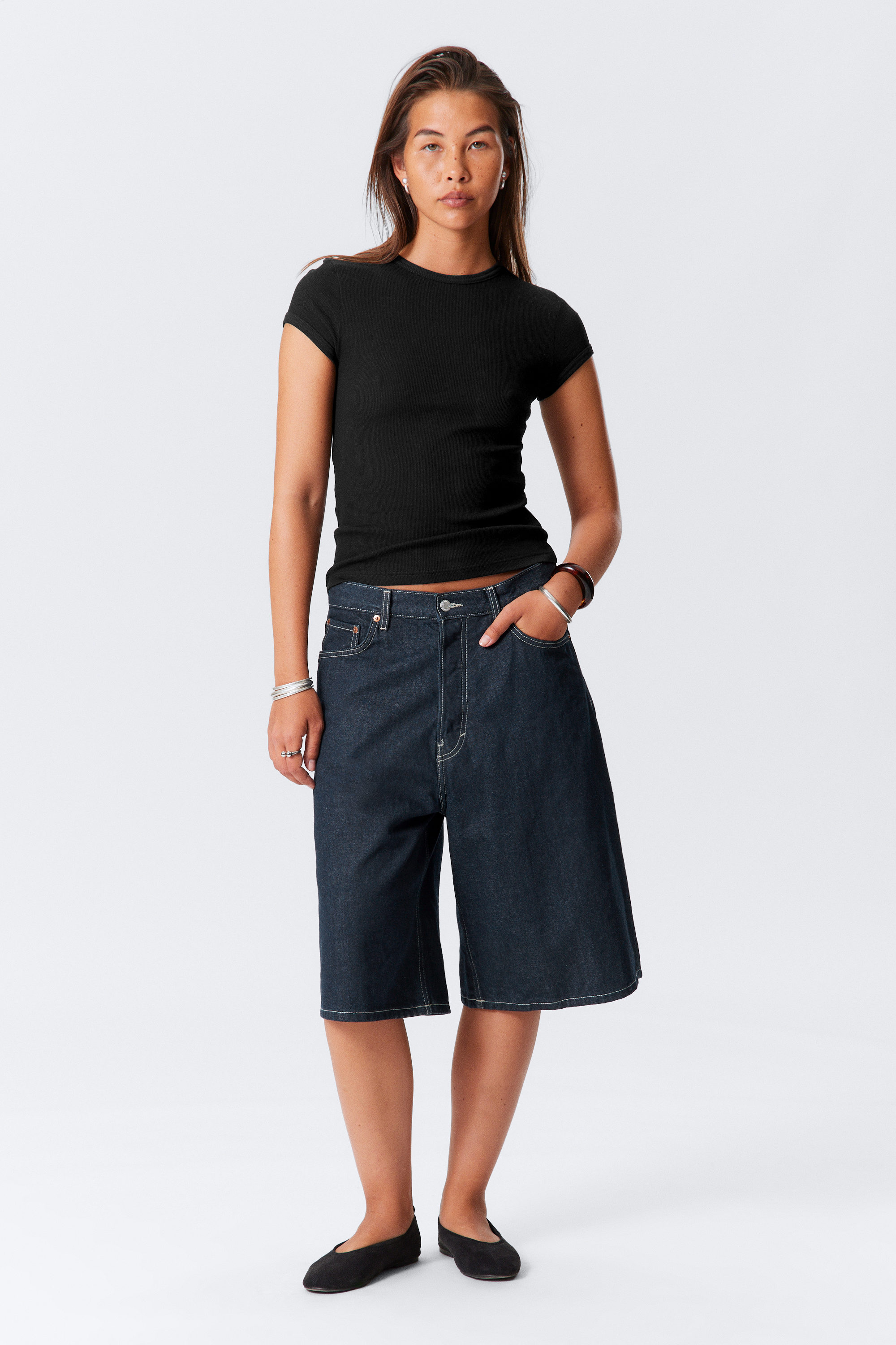 Blue Rinse - Dark Blue - Astro Denim Loose Baggy Shorts - 2
