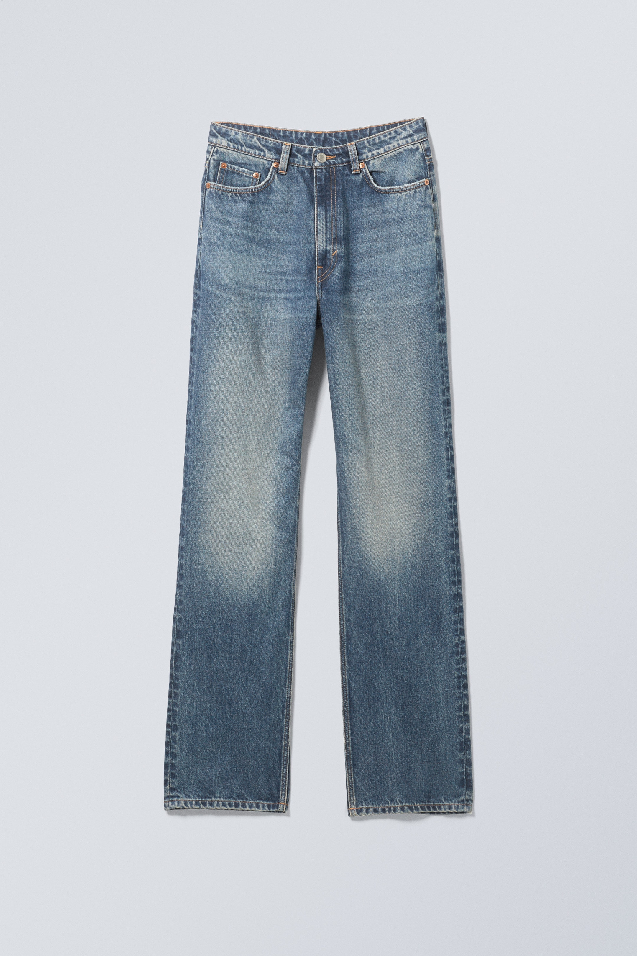 Iron Blue - Mellanblå - Rowe Super High Waisted Regular Straight Leg Jeans - 5