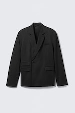 Schwarz - Nadelstreifen - Doppelreihiger Blazer mit körpernaher Passform - 5