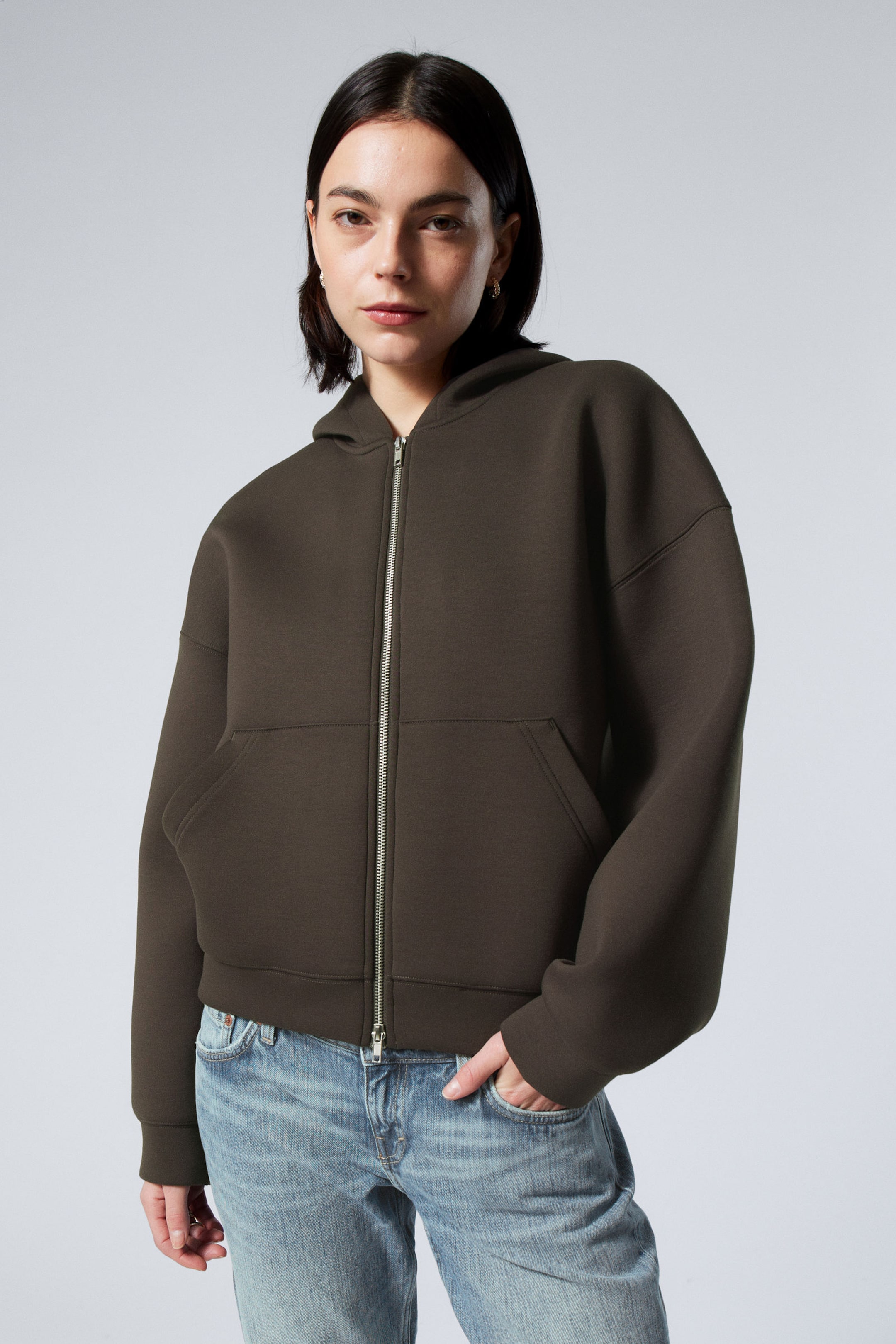 #444240 - Oversized Scuba-Zip-Hoodie - 1