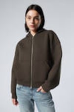 Dunkelbraun - Oversized Scuba-Zip-Hoodie - 0