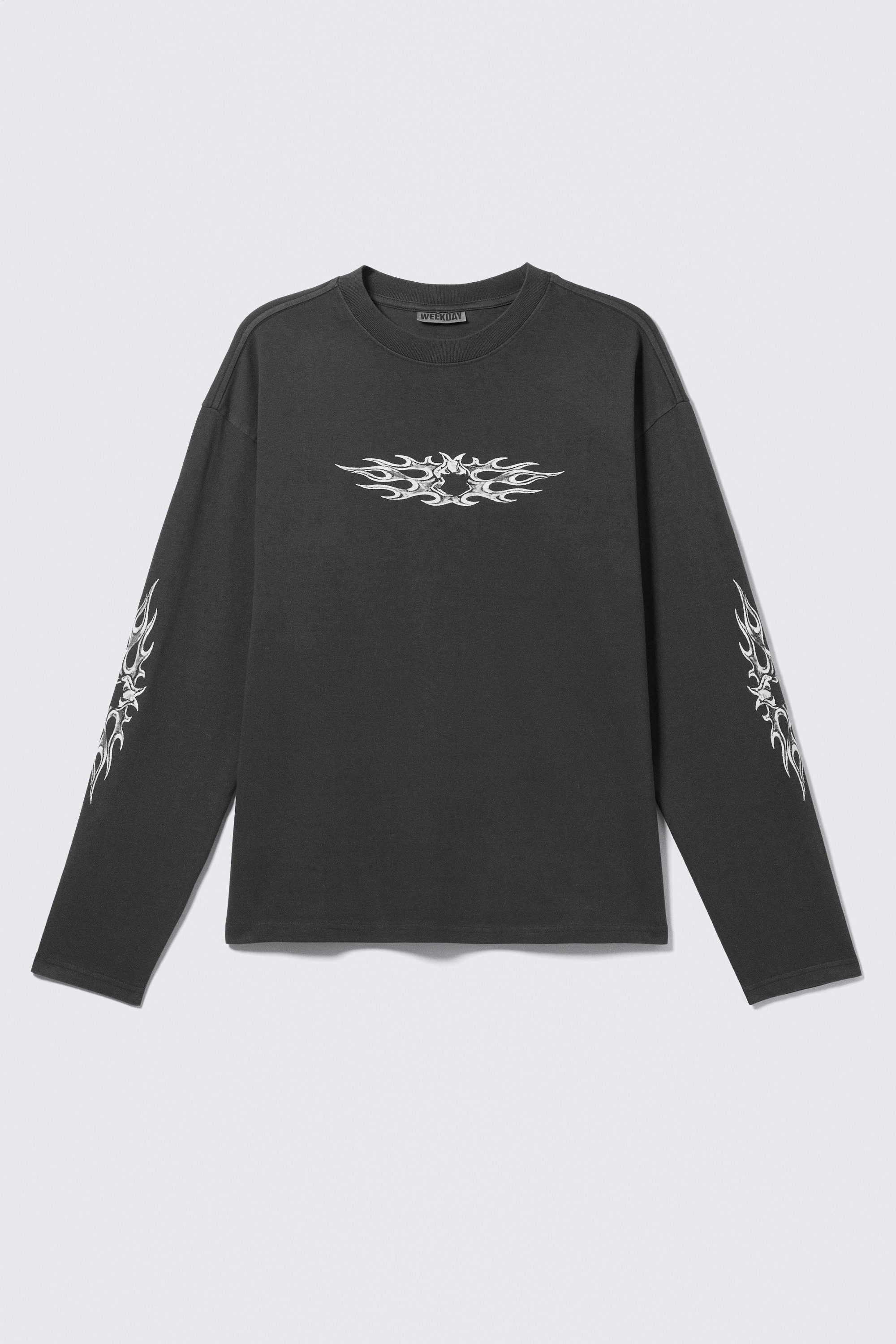 great boxy graphic long sleeve t-shirt - Dark Grey - Air Flame