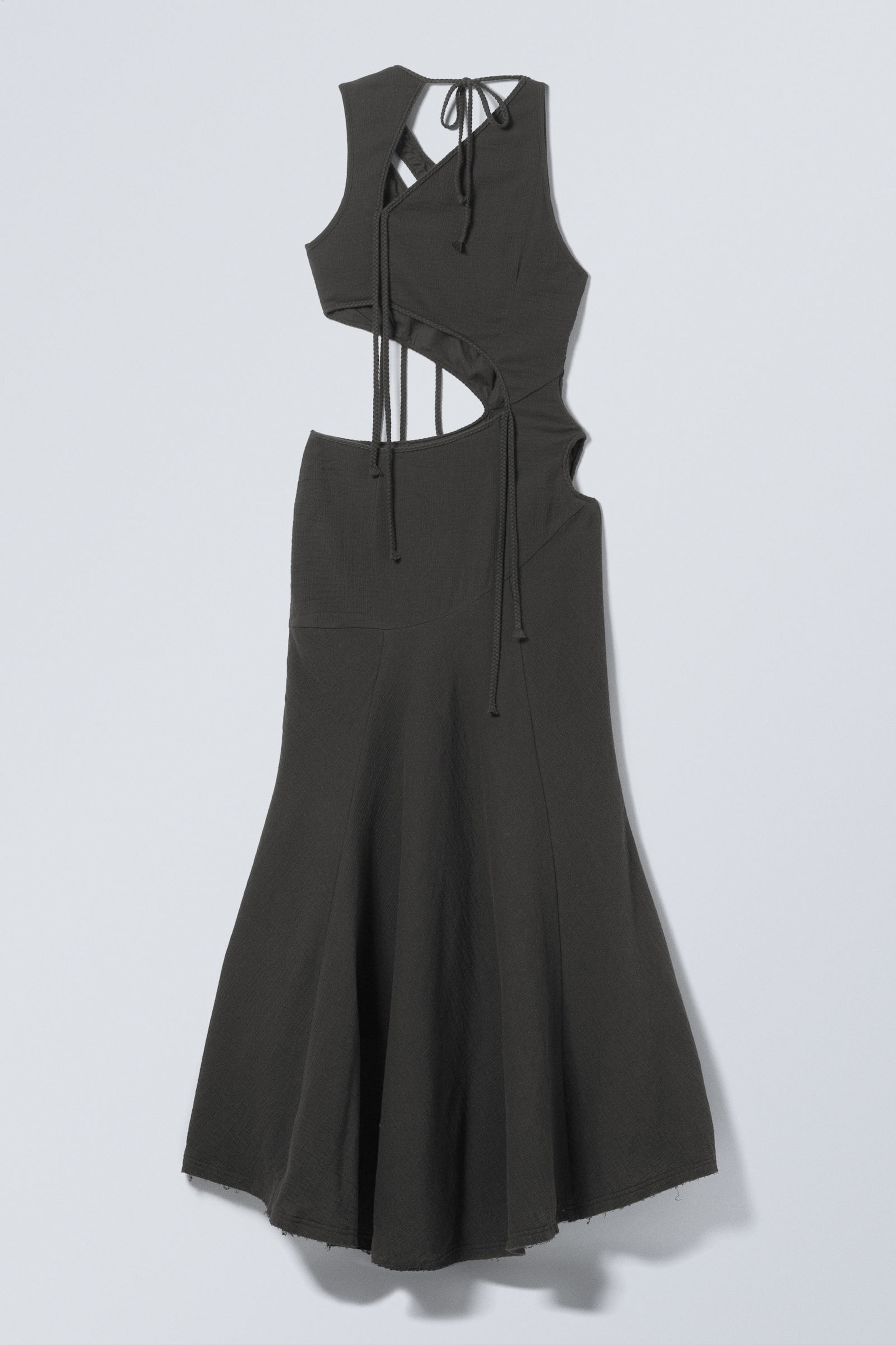 Dark Grey - Braided Cut-Out Maxi Dress - 5