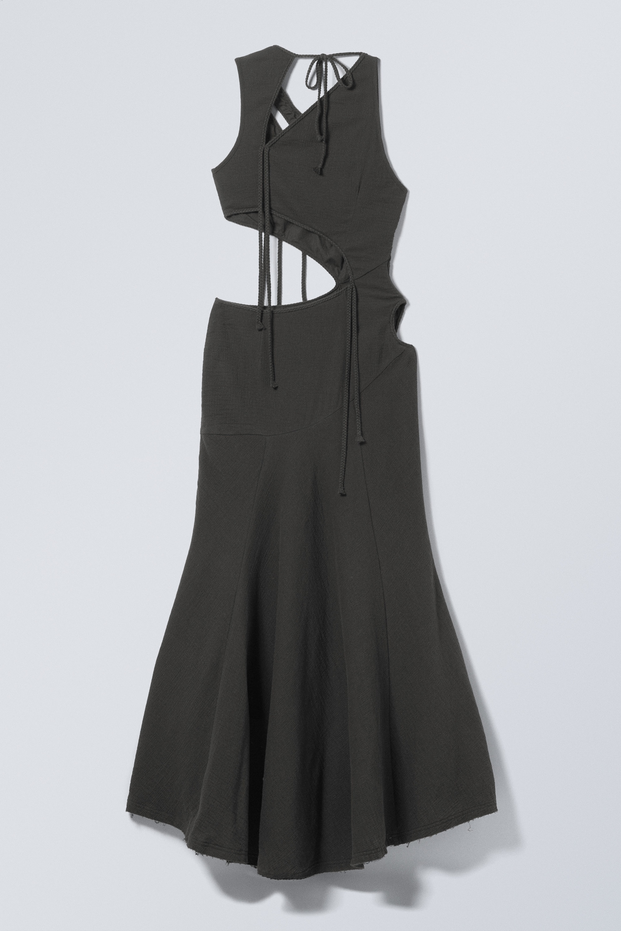 Dark Grey - Braided Cut-Out Maxi Dress - 2