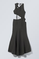 Dark Grey - Braided Cut-Out Maxi Dress - 1
