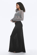 Black - Sheer Cotton Knit Maxi Skirt - 1