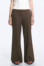 Brown Stripe - Low Flared Suit Trousers - 1