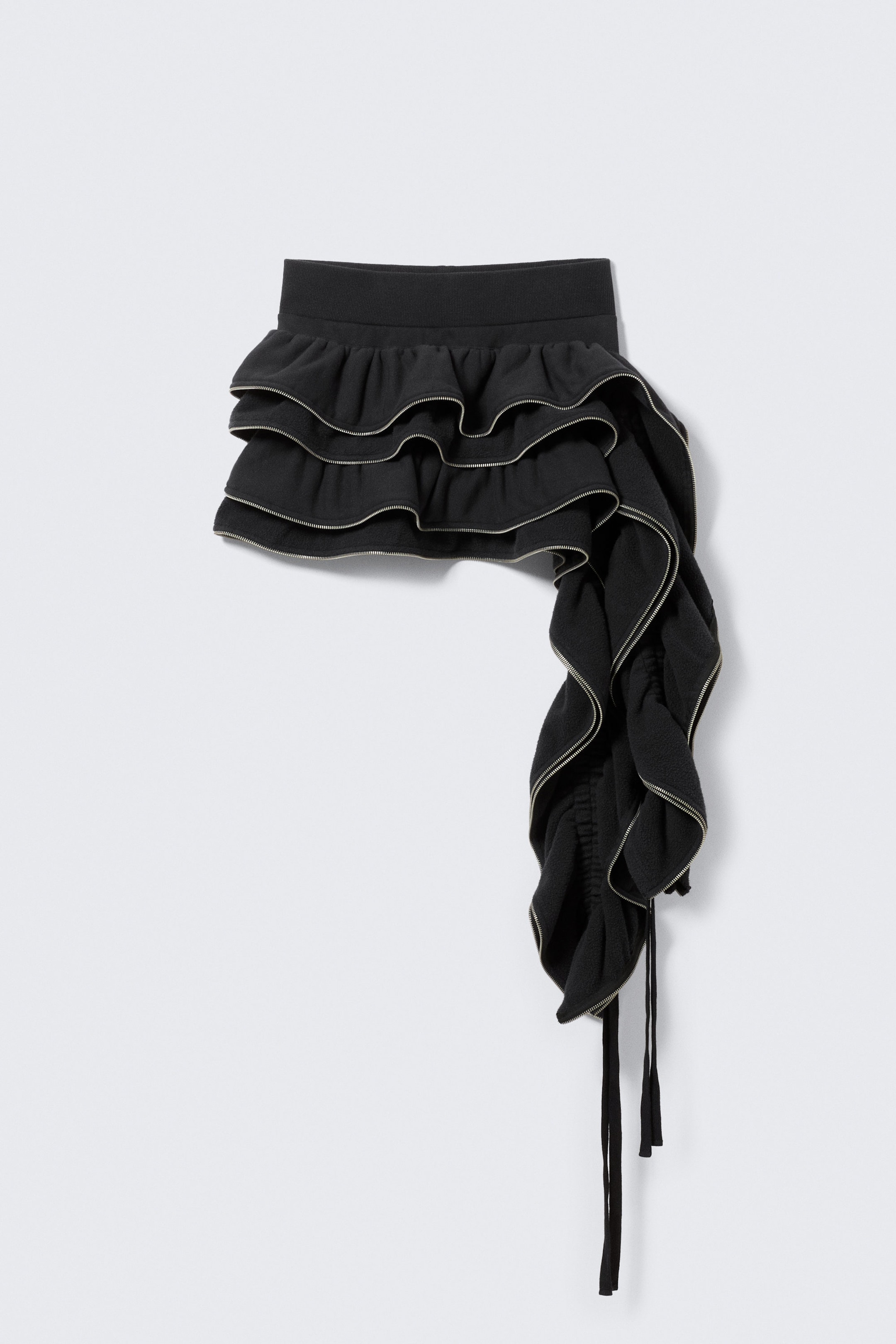 Dark Grey - Heavy Zip Frill Mini Skirt - 4