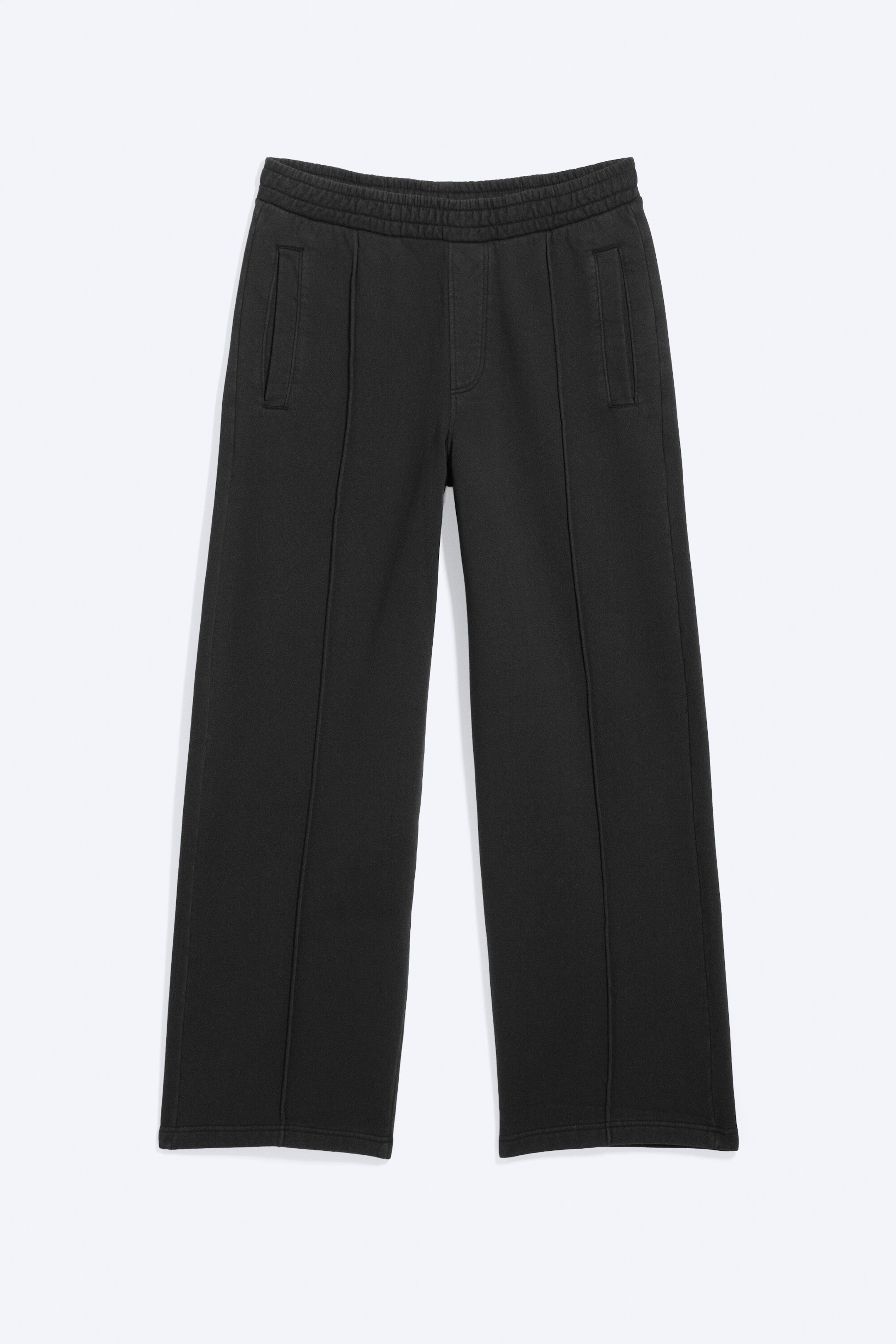 Washed Black - Loose Front Crease Sweatpants - 4