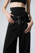 Tuned Black - Schwarz - Dual High Waisted Loose Wide Leg Jeans - 1