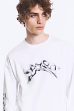 Weiß - Spark-Spray - Kastiges Langarmshirt mit Grafikprint - 1