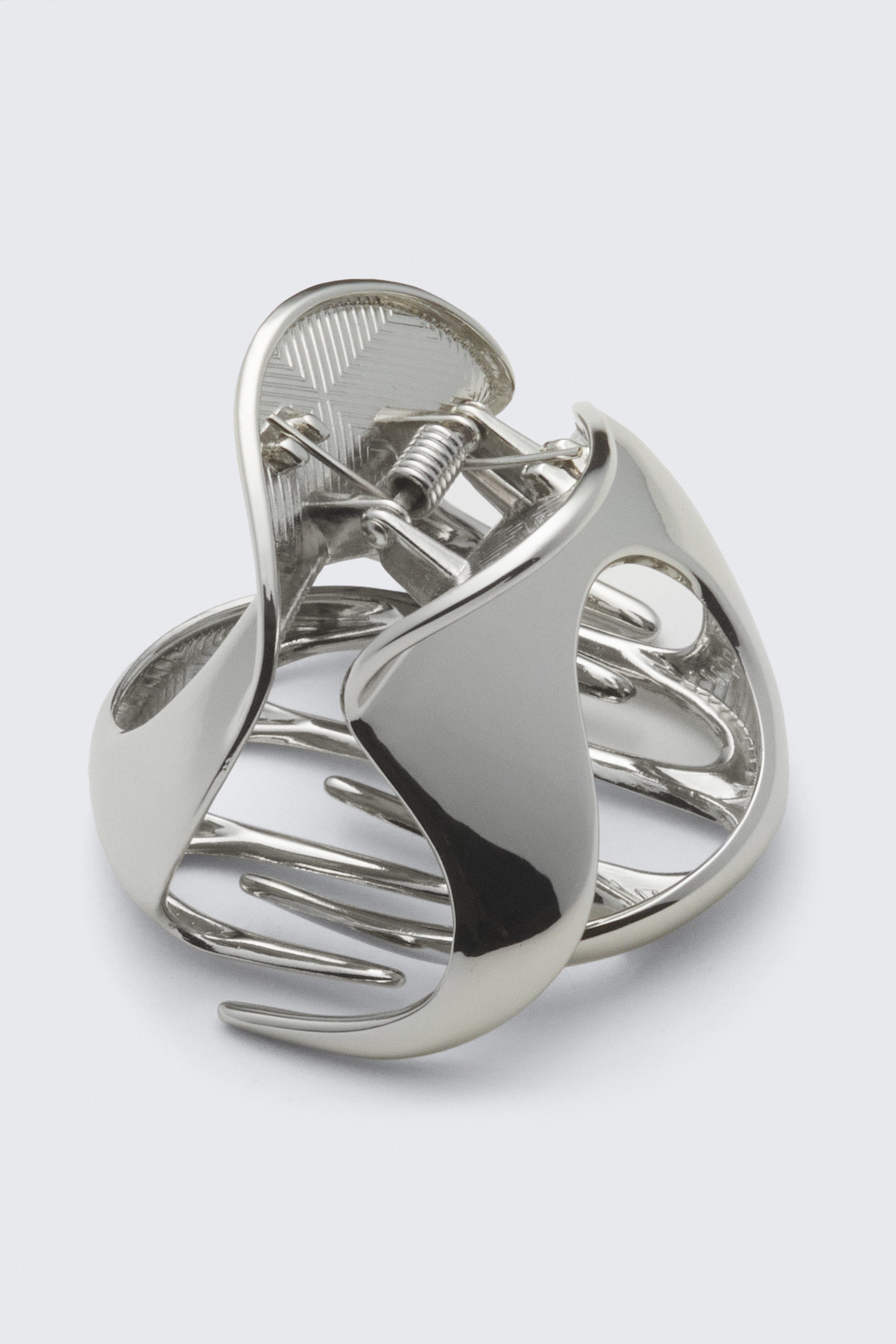 Silberfarben - Skulpturale Mini-Haarklammer - 0