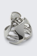 Silberfarben - Skulpturale Mini-Haarklammer - 0