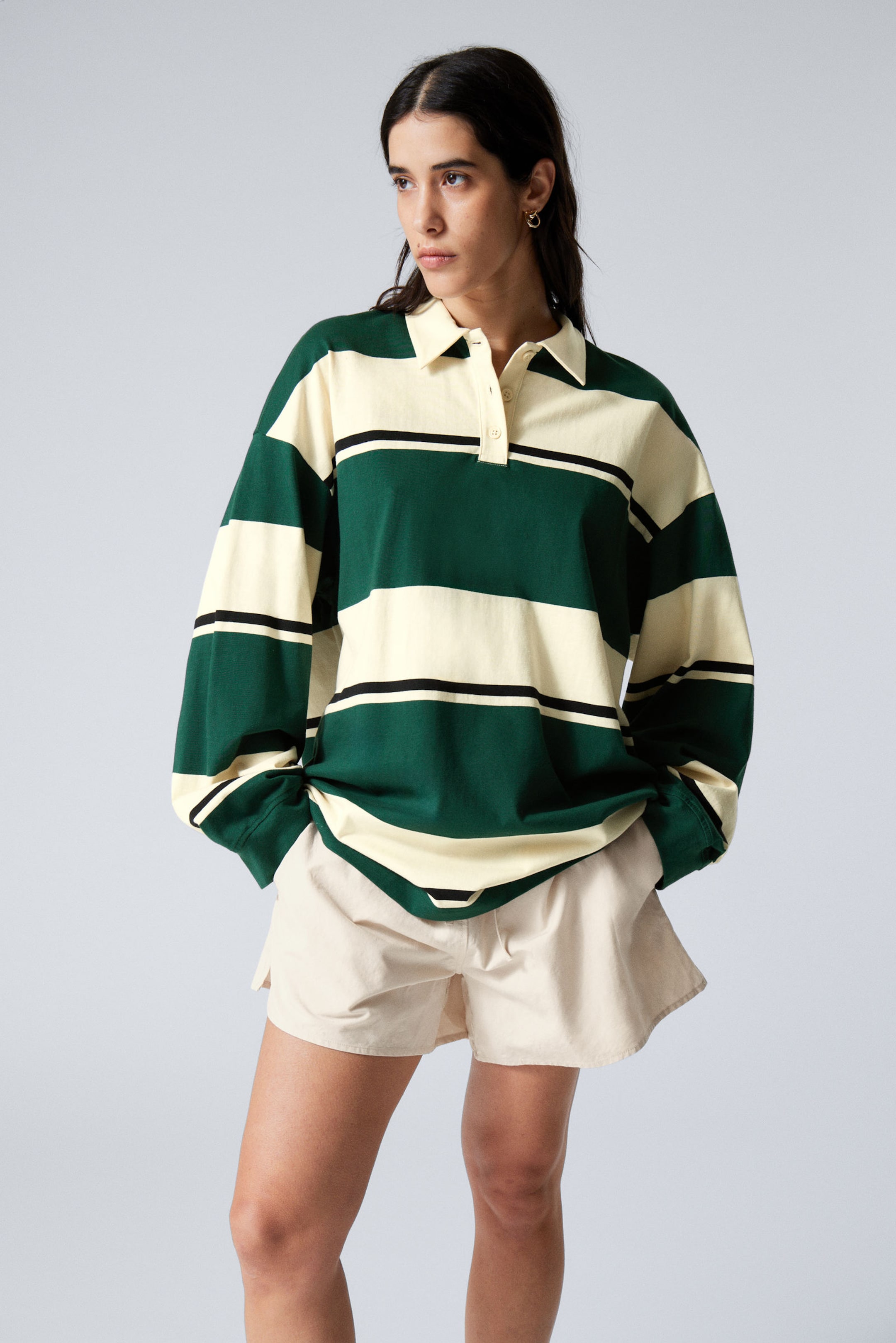 #EBE0BF - Gestreept oversized poloshirt - 2