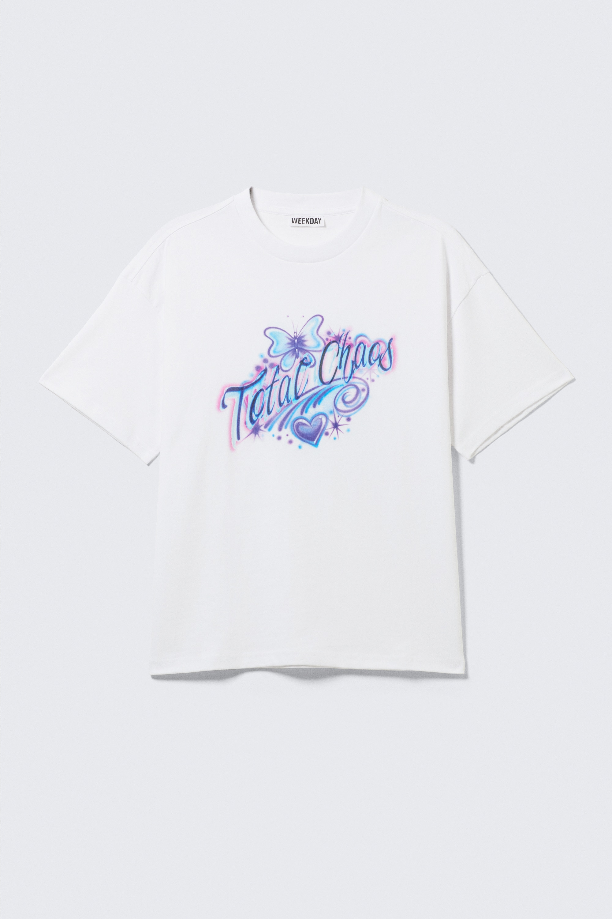 T-shirt boxy com estampado gráfico - Branco - Total Chaos/Preto - Heartbeat/Branco - Sonhos/Preto - Coração de Energia/Branco - Cara Prateada Robo/Azul Brilhante - Four Man Gang