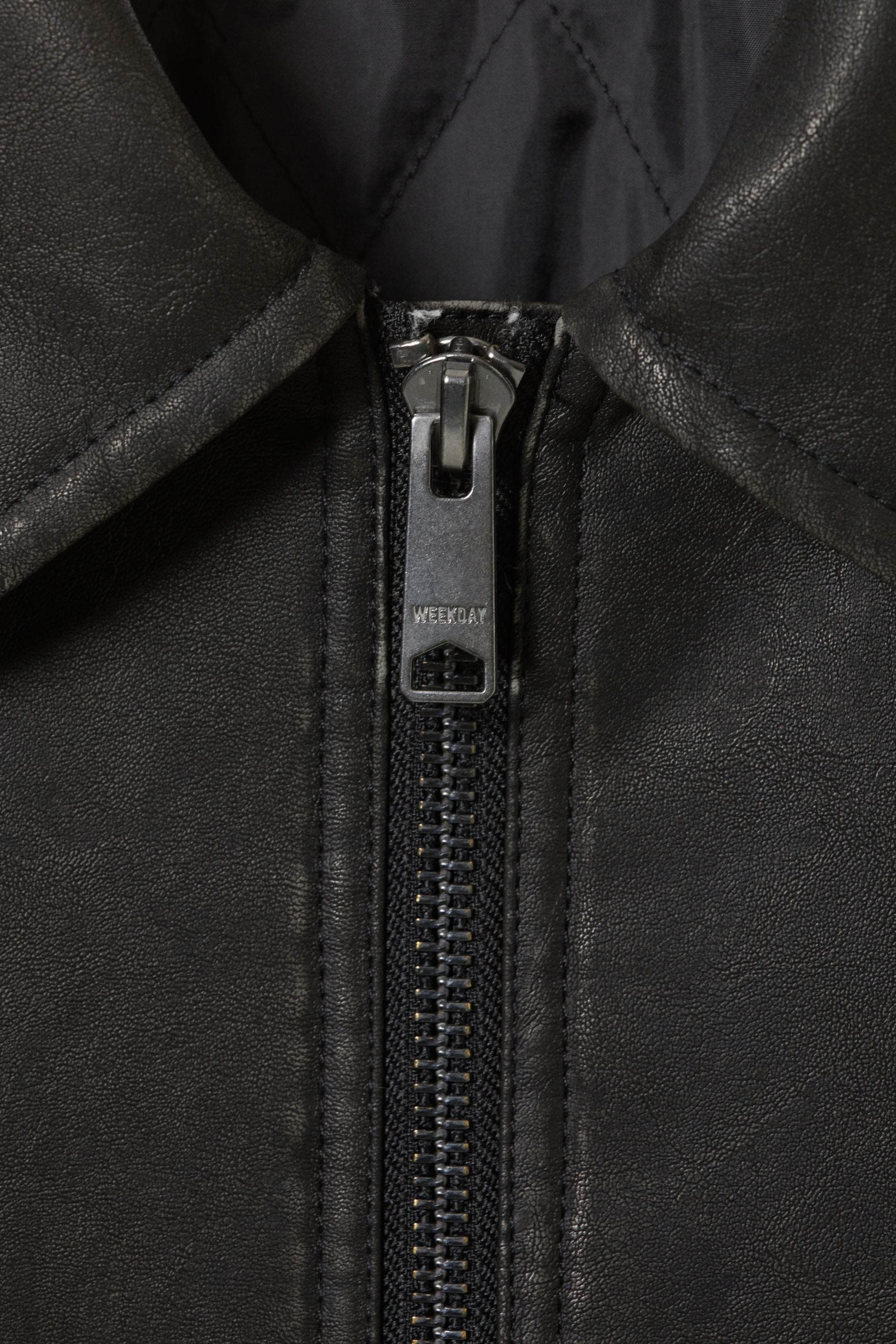 Black - Shrunken Faux Leather Jacket - 2