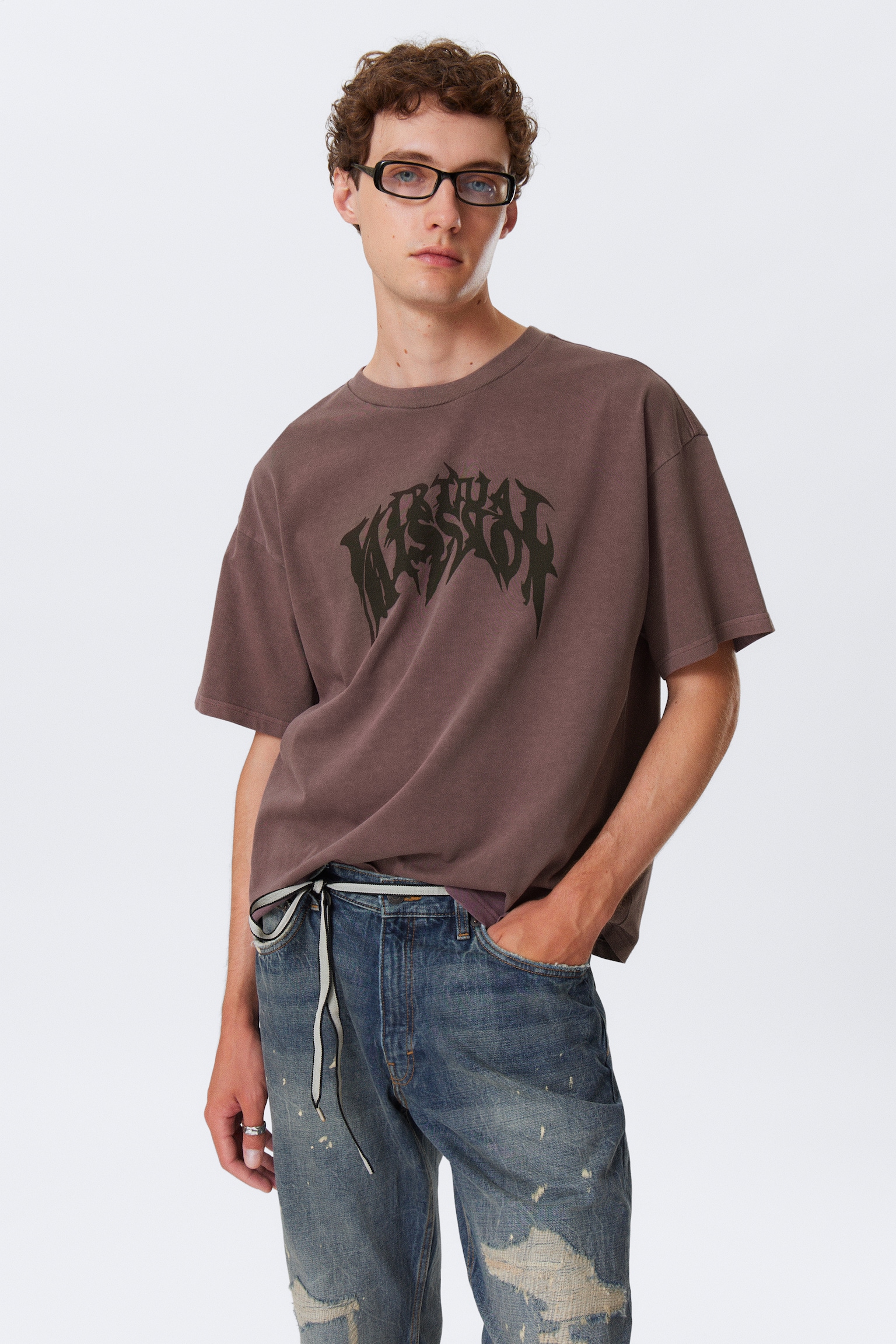 T-shirt Great boxy con stampa grafica - Rosso scuro/Bianco - Smilish/Washed Black - Mizzion/Bianco - Tiger Wolf/Nero - Biker Skull/Frog Man - bianco/Nero - Butterskull/Verde scuro - Fntsy/Nero – Orsacchiotto fish-eye