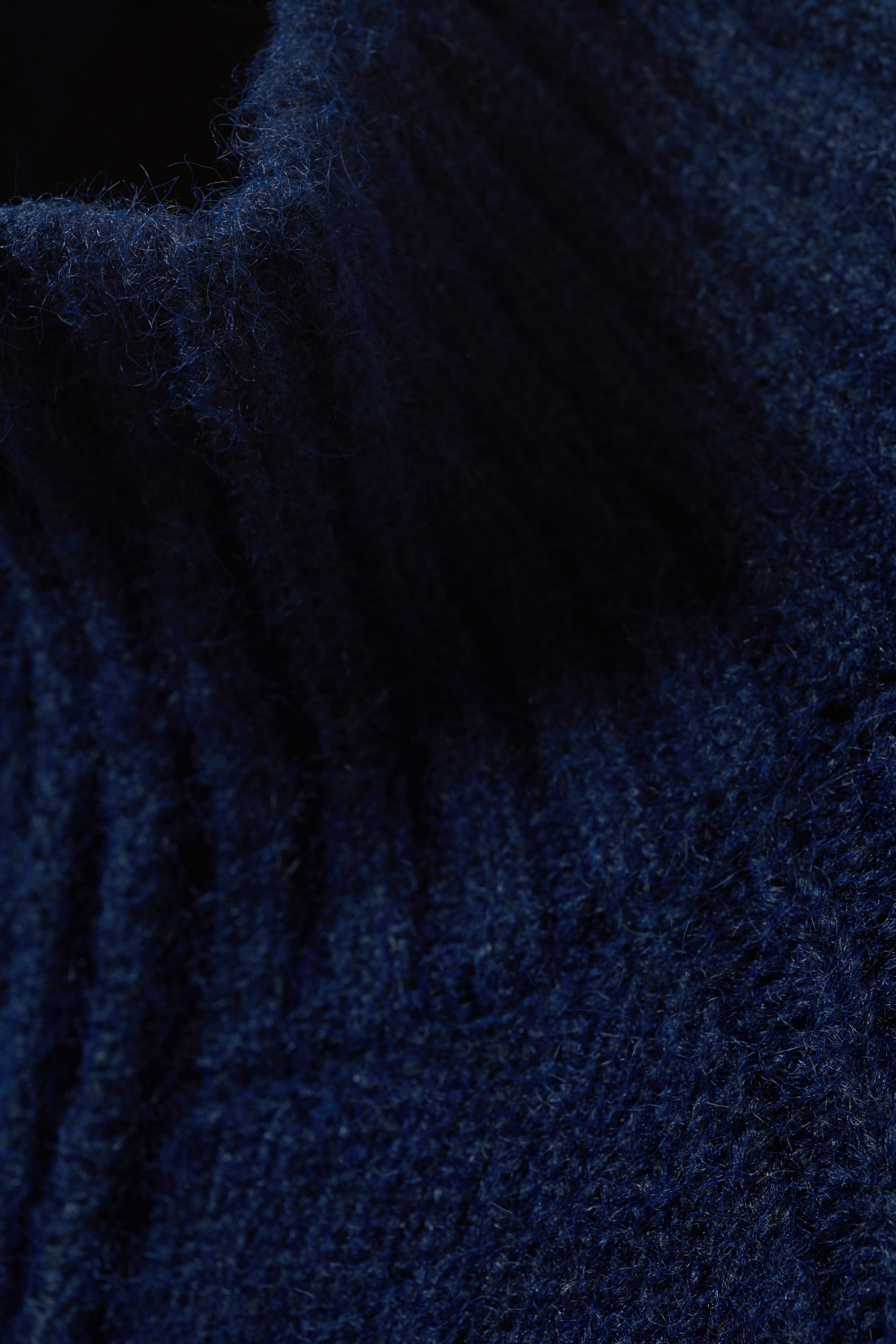 Dark Navy Blue Melange - Soft Knitted Fitted Zip Cardigan - 4