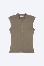 Dusty Grey - Pearl Button Up Top - 0