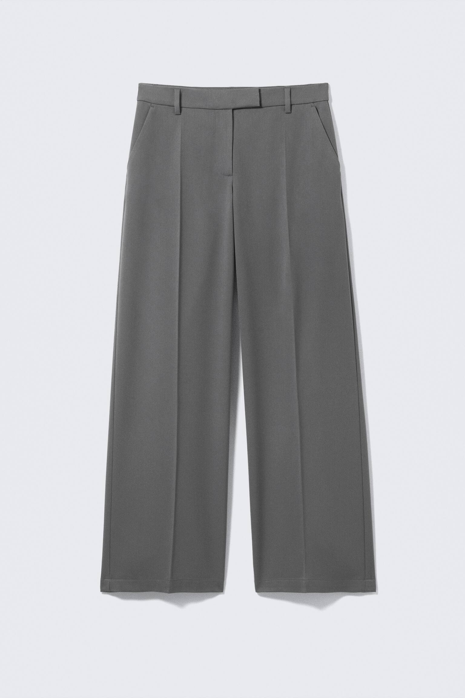 Pantalón tipo sastre plisado de tiro bajo - Gris oscuro/Striped Dark Grey/Topo oscuro/Negro - 1
