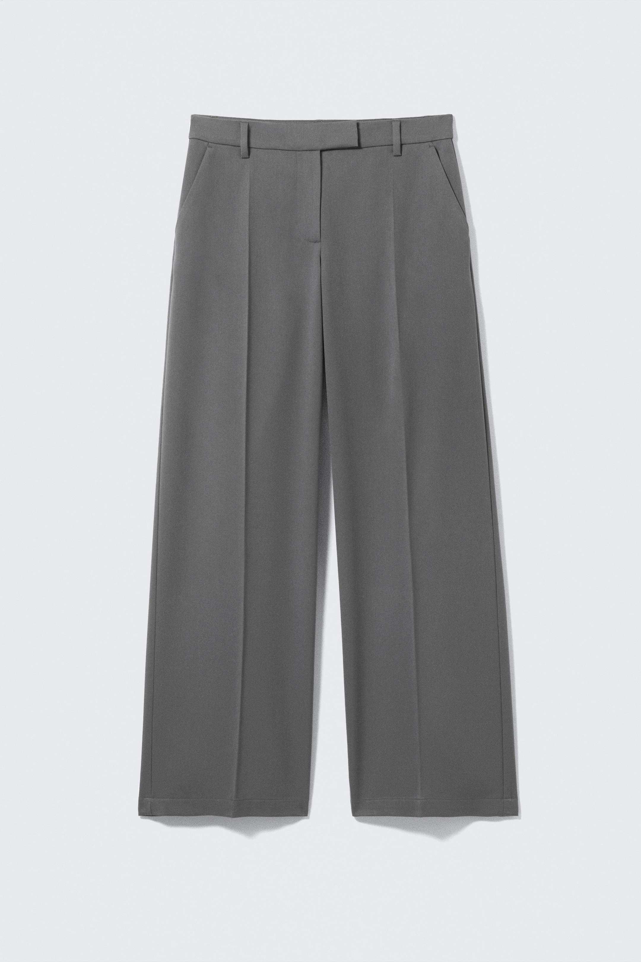 Dark Grey - Low Waisted Pleated Suiting Trousers - 6