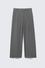 Dark Grey - Low Waisted Pleated Suiting Trousers - 6