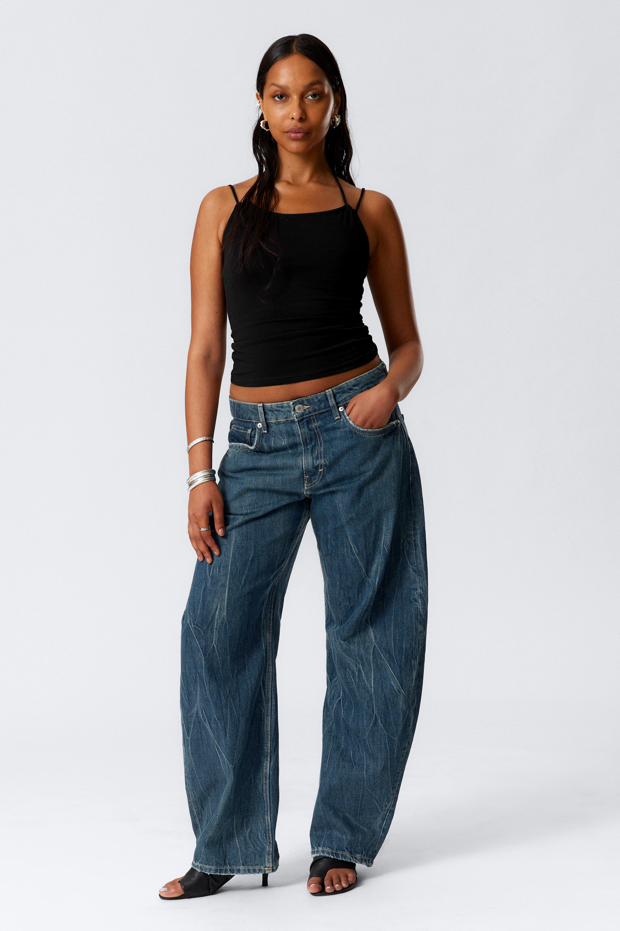 Black - Slim Fit Halterneck Strap Top - 2