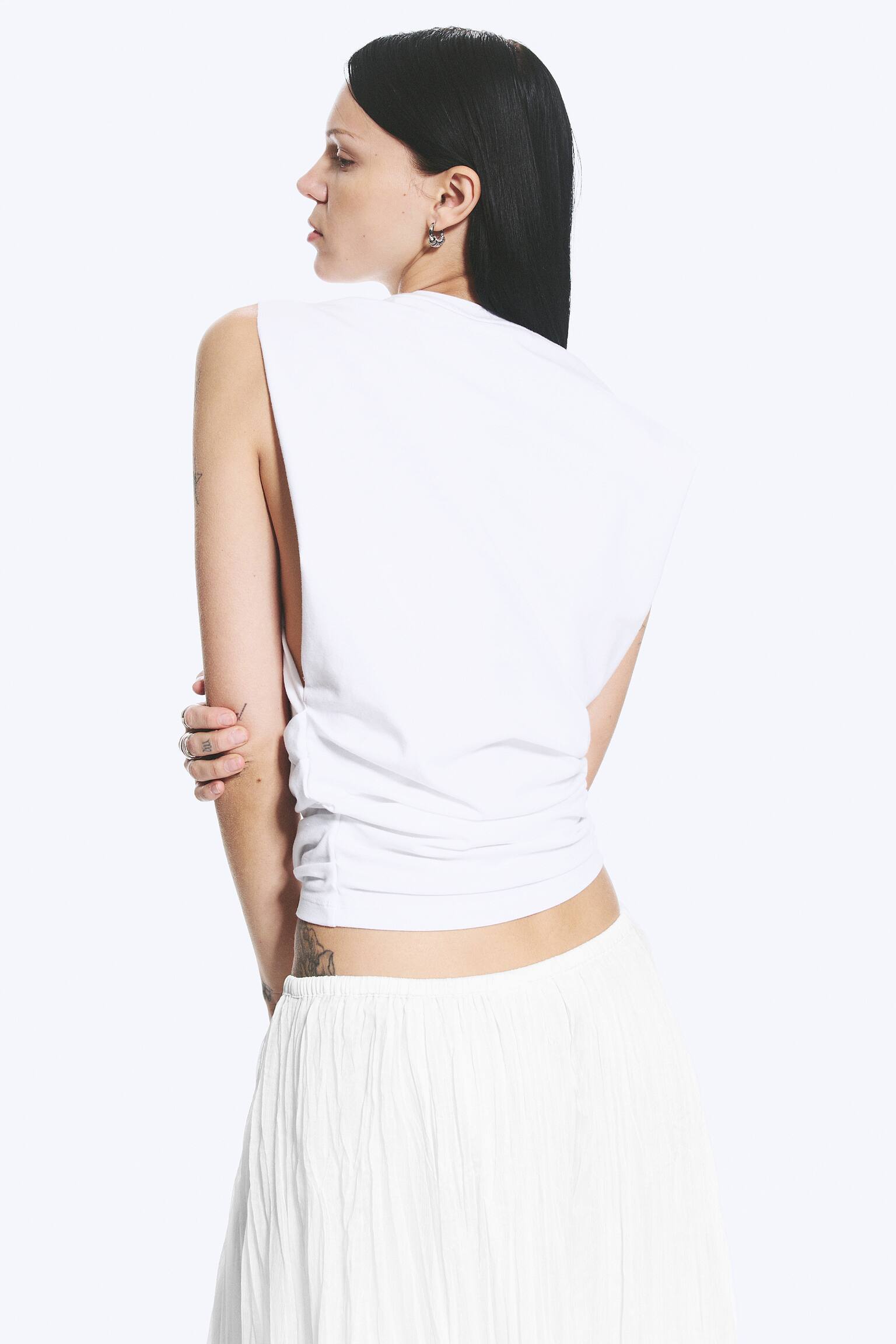 Débardeur plissé - Blanc/Noir/Taupe foncé - 3