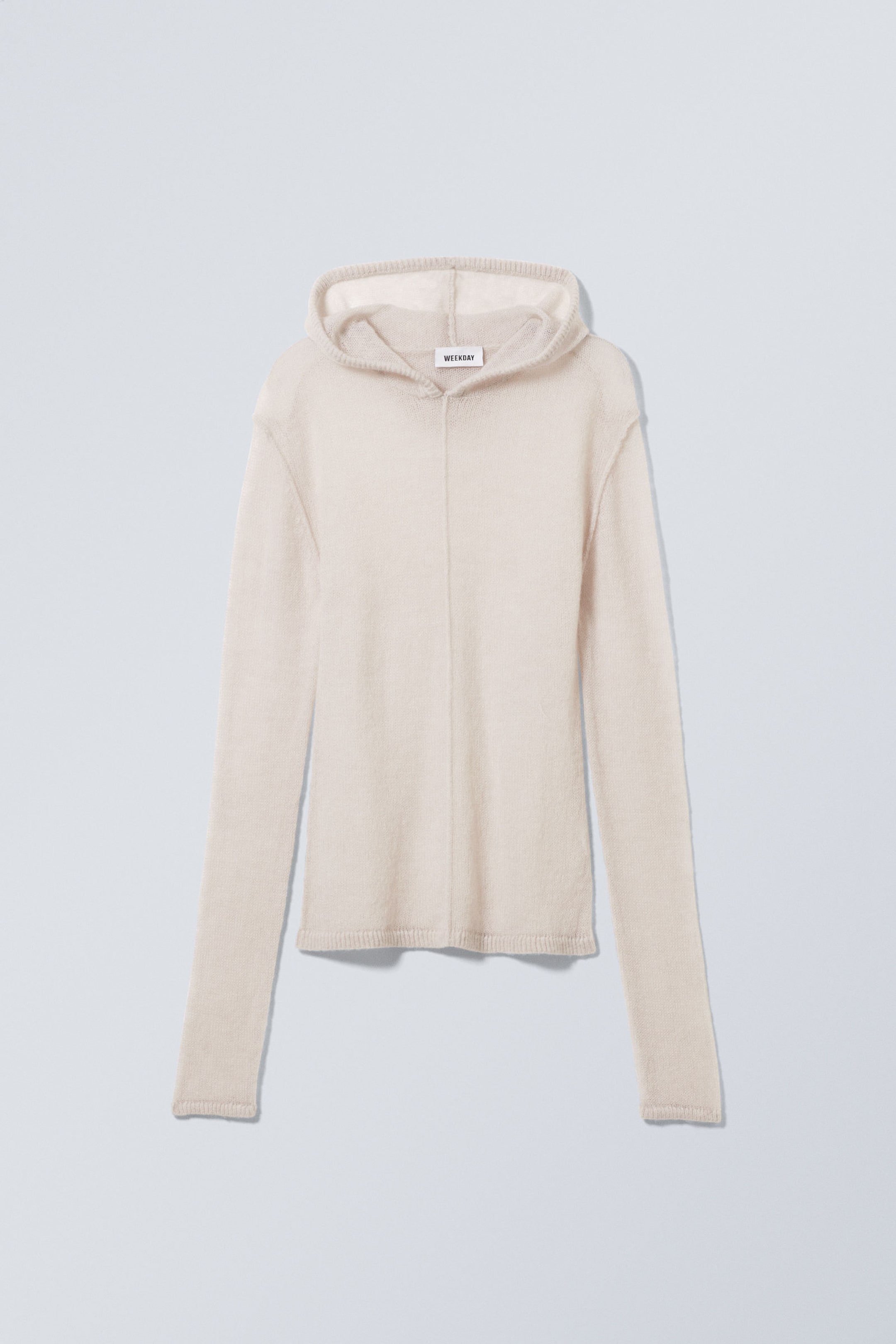Light Grey - Terri Wool Blend Sheer Knit Hoodie - 0