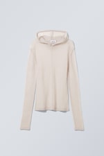 Light Grey - Terri Wool Blend Sheer Knit Hoodie - 0