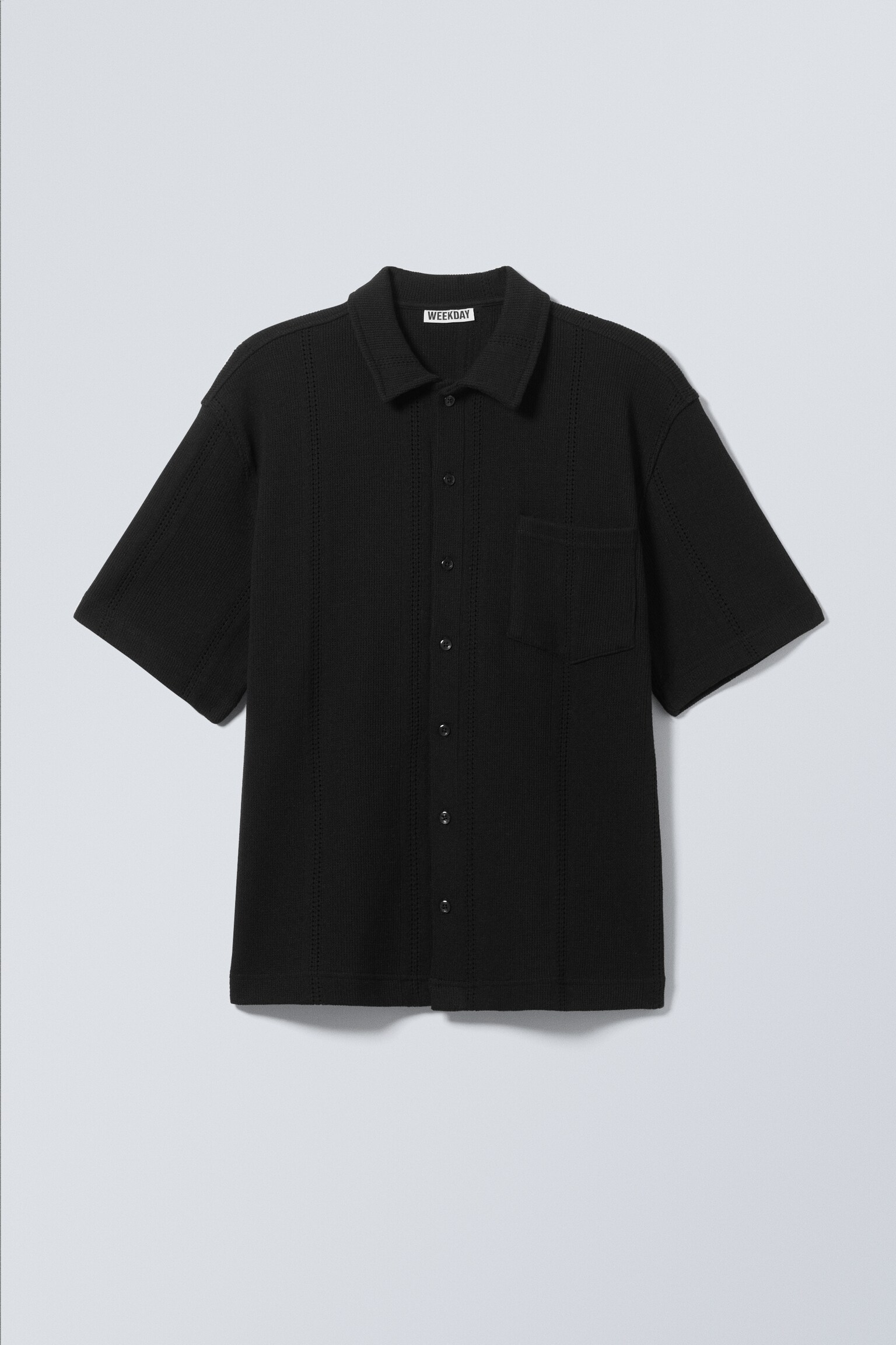 Chemise boutonnée en maille manches courtes - Noir/Taupe cendré/Noir/Taupe foncé/Vert kaki clair/Gris clair/Noir/Blanc cendré