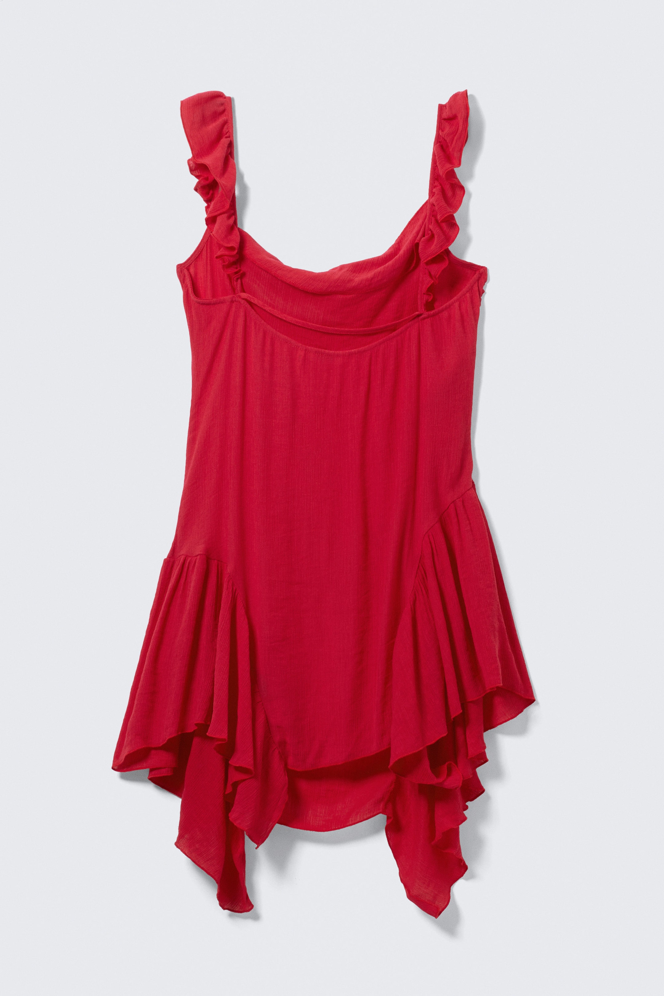 Bright Red - Sleeveless Square-Neck Mini Dress - 5