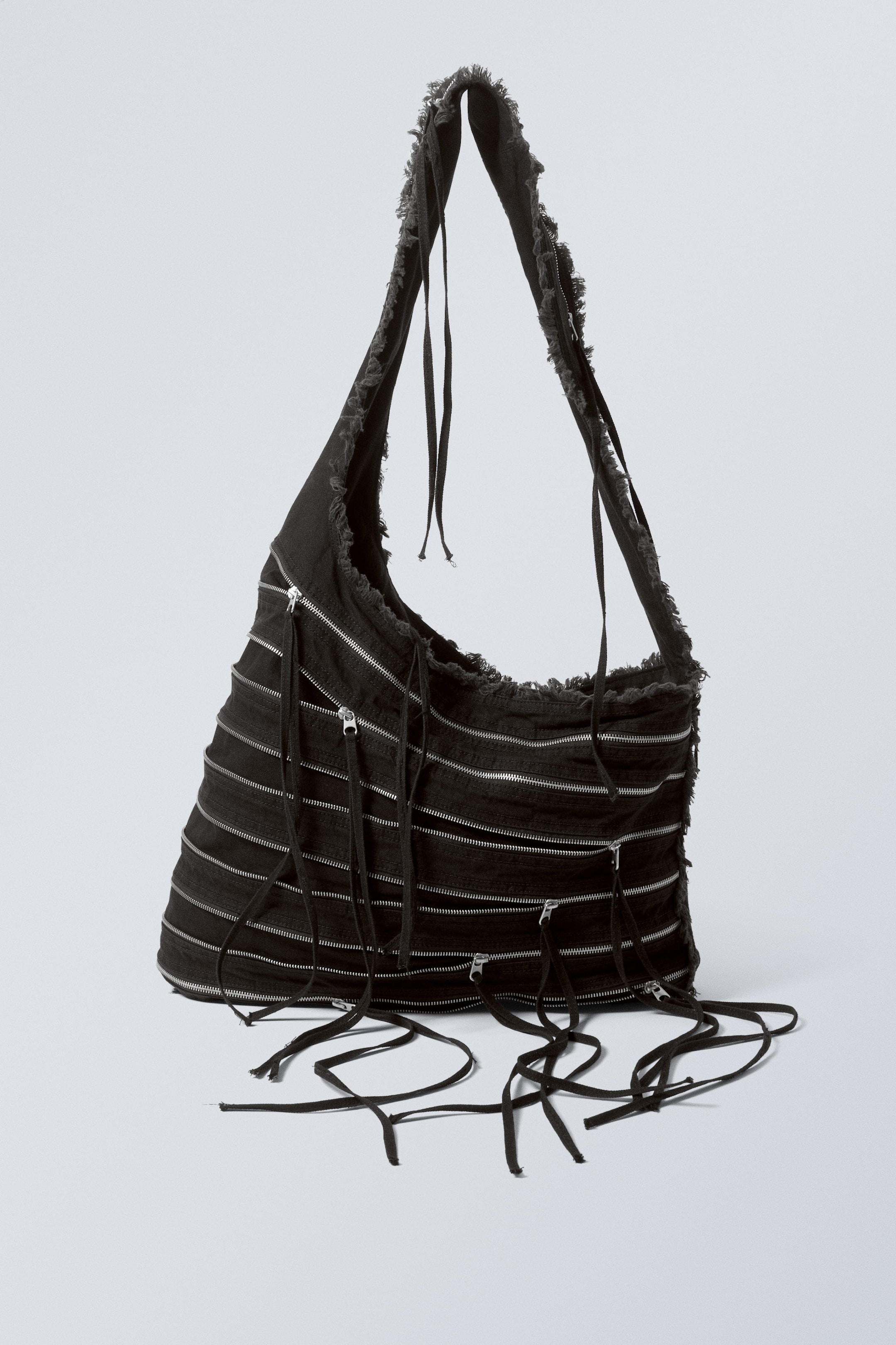Svart - Jeansväska med dragkedjor - 0
